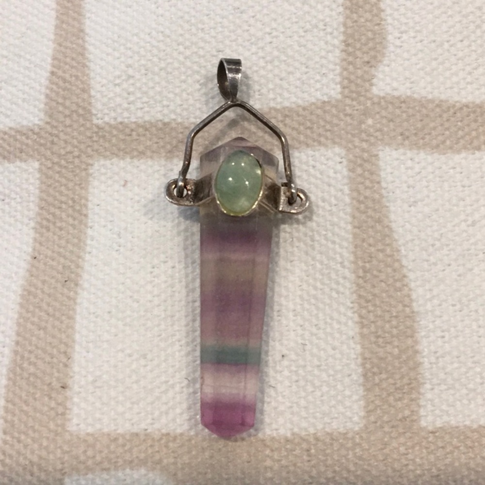 Sterling Fluorite & Aventurine Pendant